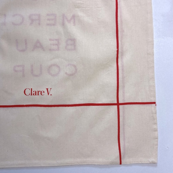 Clare V Merci Beau Coup Large French Dust Bag set of 3 Anthropologie Cream Red - Picture 12 of 15